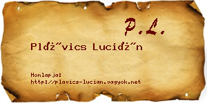 Plávics Lucián névjegykártya